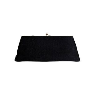Vintage 50s HL USA Black Handbag Peach Lining Convertible Clutch Whimsigoth